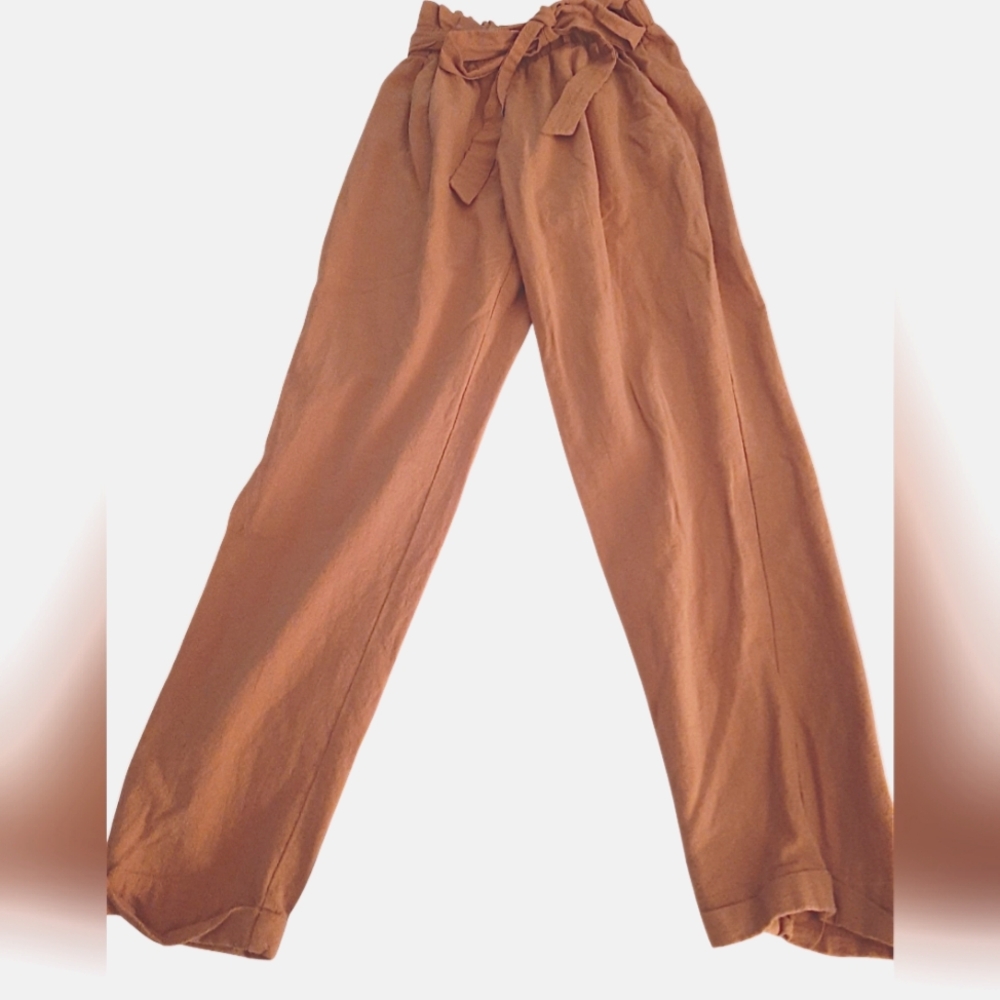 Women's Light Burnt Orange High-Waisted Pants